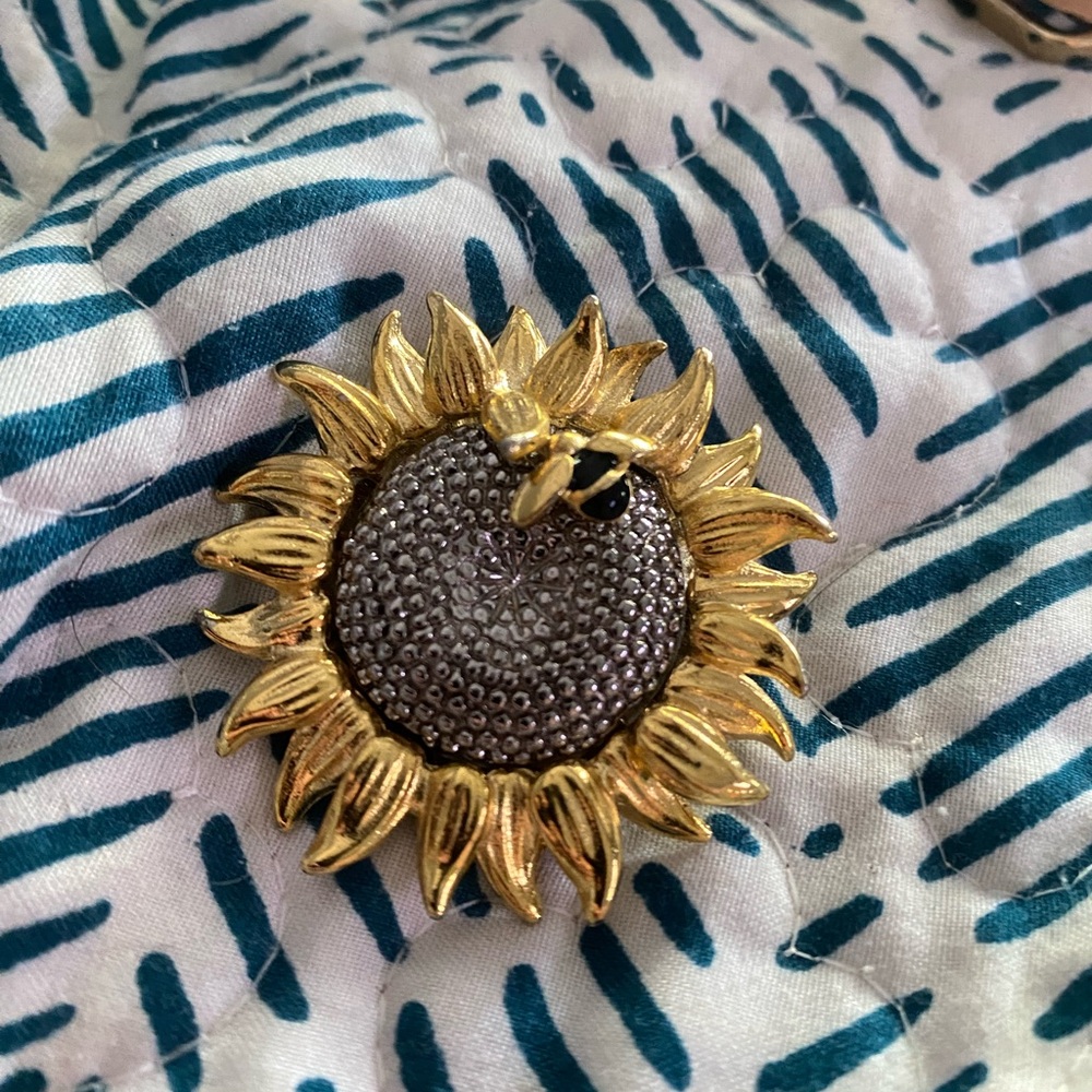 LC Lauren Conrad Gold and Silver Sunflower Brooch